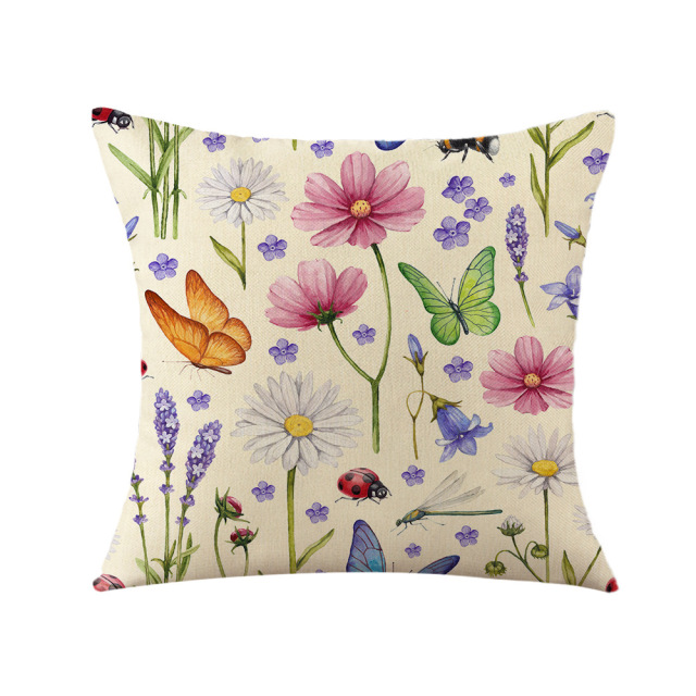 Outdoor Patio Throw Pillow Covers Decorative Cushion Cases Floral Insect Print