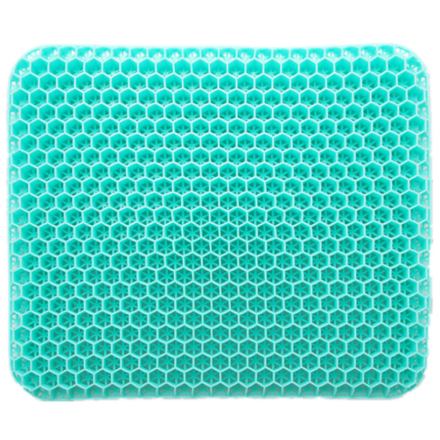 Thick Breathable Cooling Gel Seat Cushion Honeycomb Design Non-Slip Black Cover