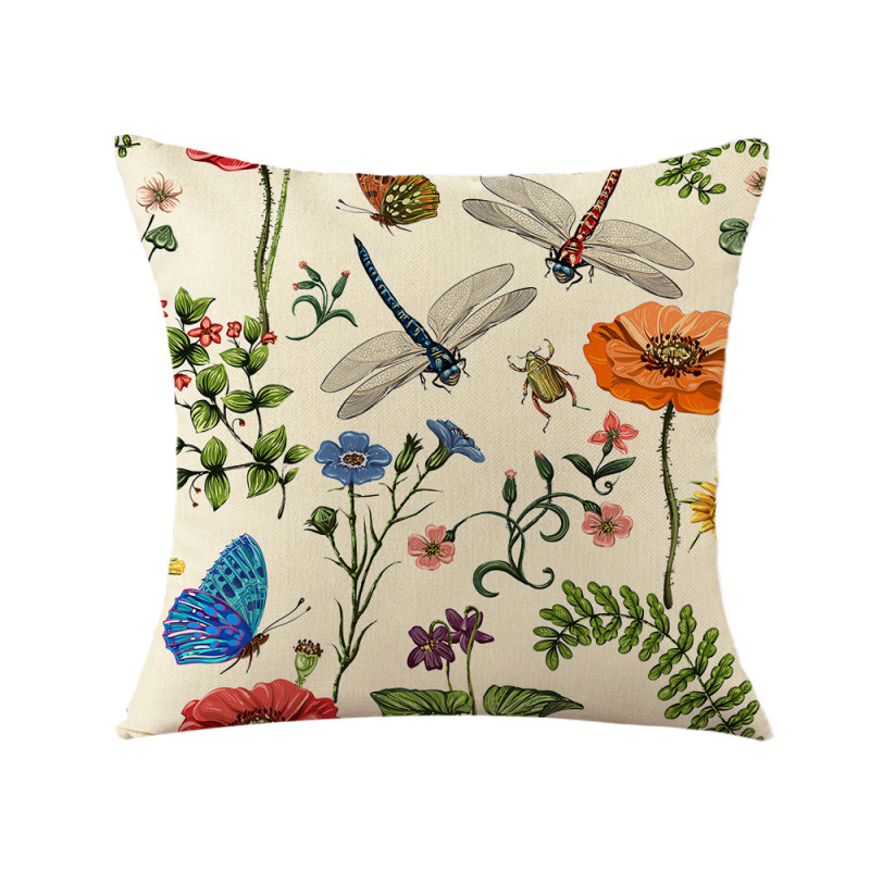 Outdoor Patio Throw Pillow Covers Decorative Cushion Cases Floral Insect Print