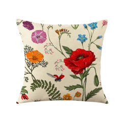 Outdoor Patio Throw Pillow Covers Decorative Cushion Cases Floral Insect Print