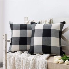 Polyester Linen Buffalo Check Throw Pillow Covers Brat Check Plaid Square Cushion Case