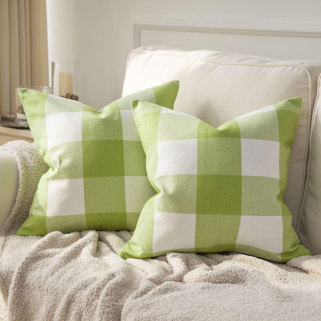 Polyester Linen Buffalo Check Throw Pillow Covers Brat Check Plaid Square Cushion Case