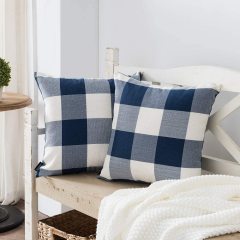 Polyester Linen Buffalo Check Throw Pillow Covers Brat Check Plaid Square Cushion Case