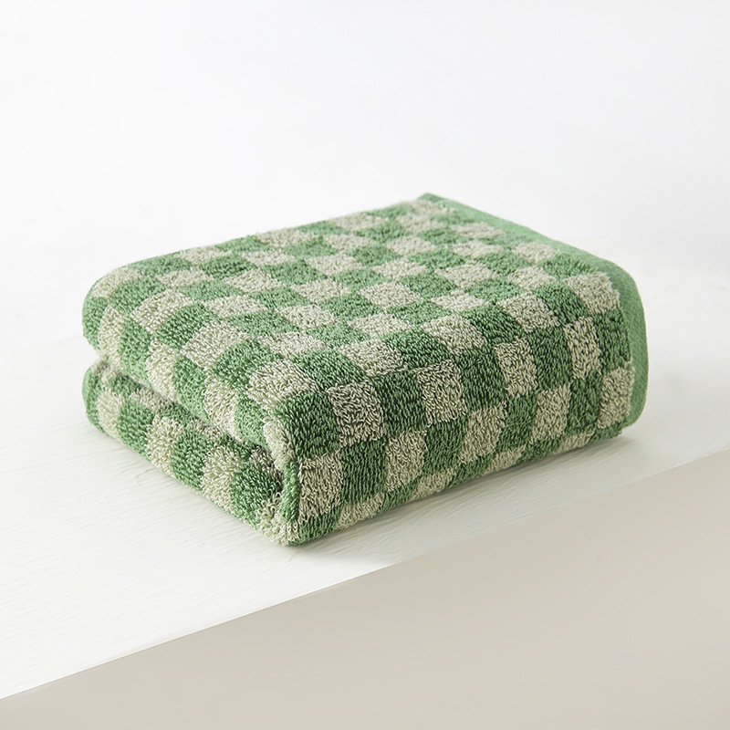 Cotton Face Towels Soft Absorbent Decorative Checkered Hand Towel for Bathroom