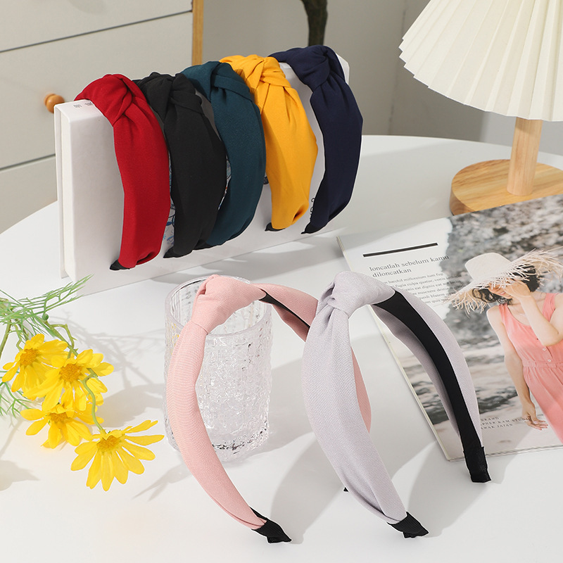 Stylish Top Knotted Headbands Wide Hairband Solid Colors