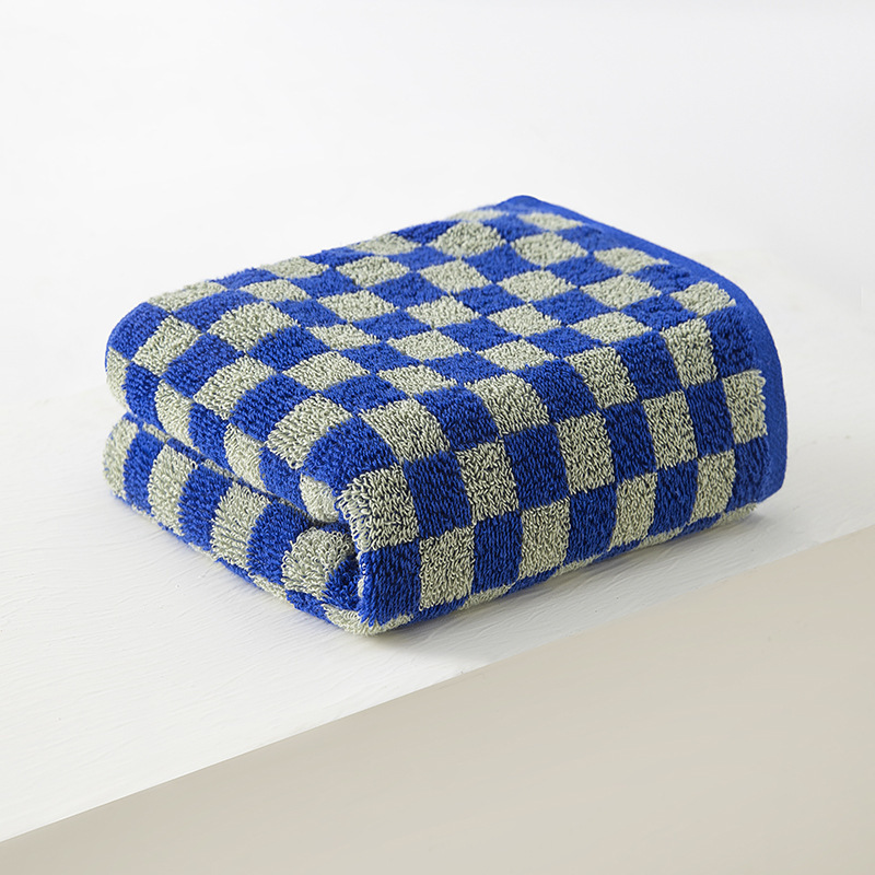 Cotton Face Towels Soft Absorbent Decorative Checkered Hand Towel for Bathroom