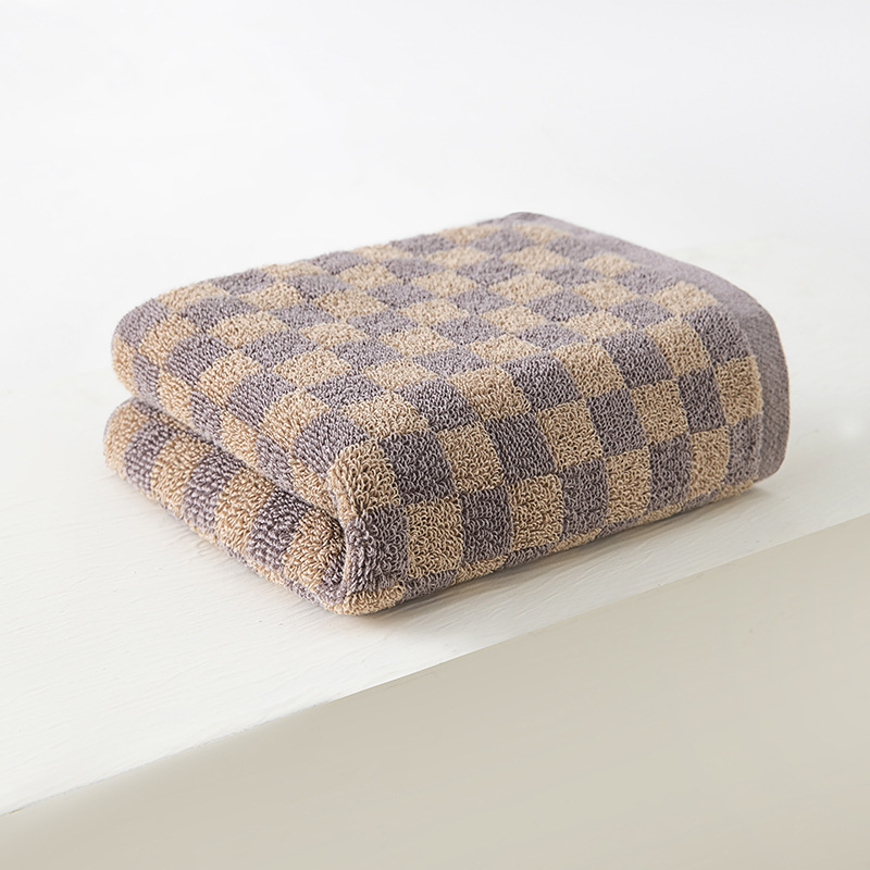 Cotton Face Towels Soft Absorbent Decorative Checkered Hand Towel for Bathroom