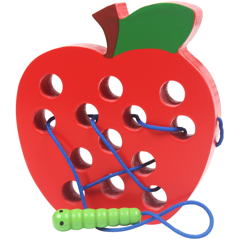Wooden Lacing Fruit Threading Toys Early Learning Educational Gift