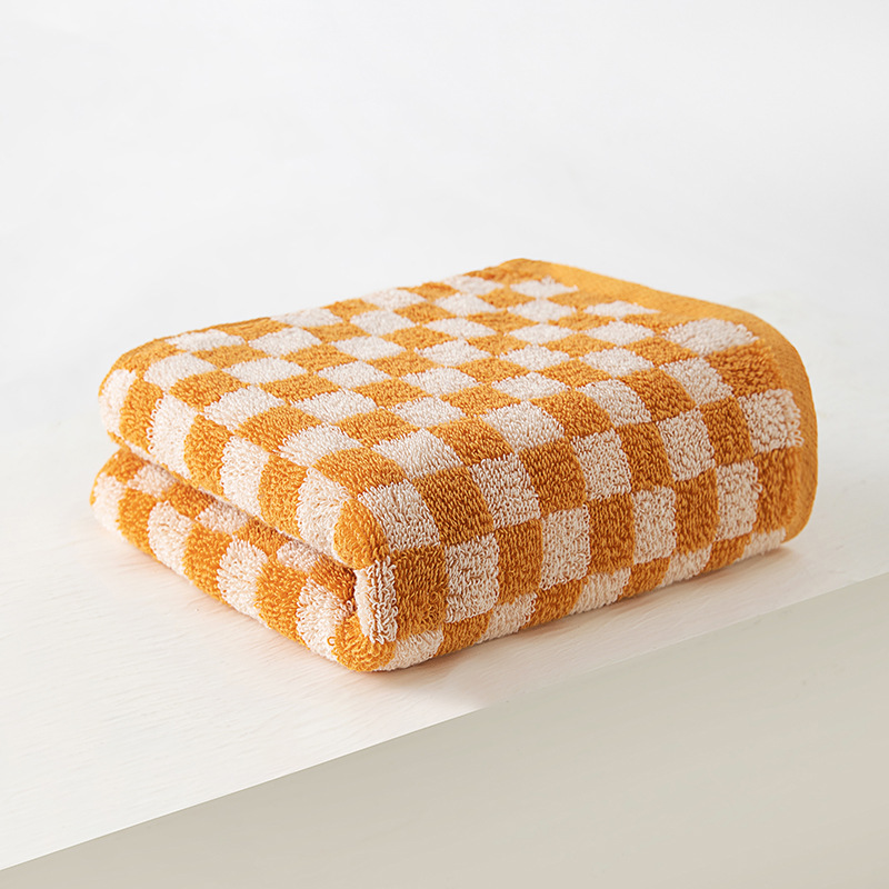 Cotton Face Towels Soft Absorbent Decorative Checkered Hand Towel for Bathroom