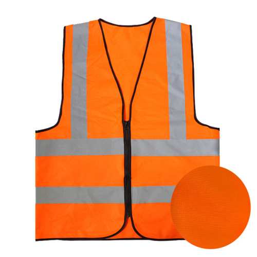 Reflective High Visibility Safety Vests Silver Strip with Zipper Pockets
