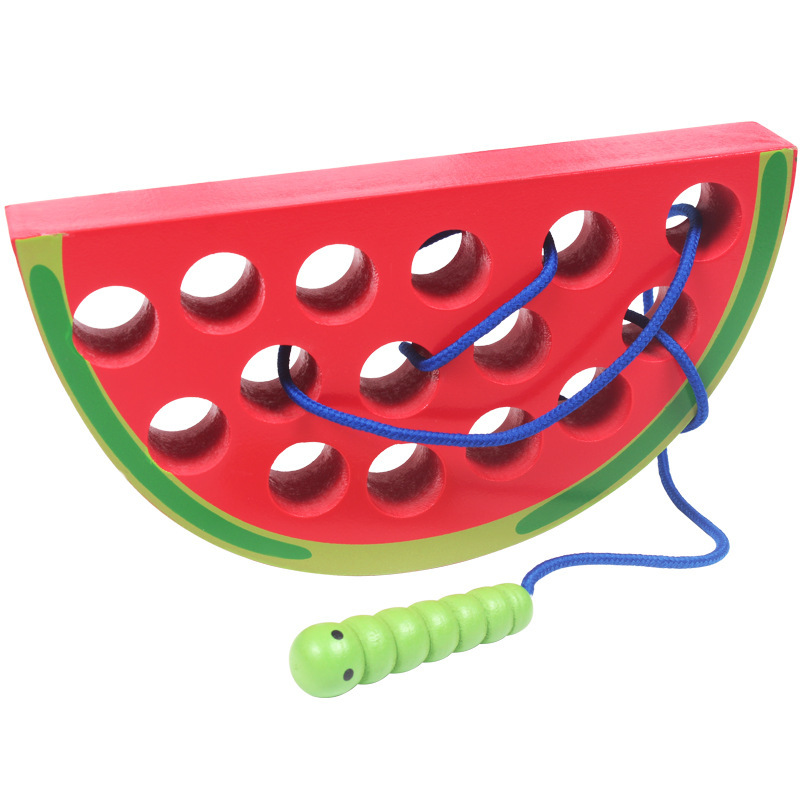 Wooden Lacing Fruit Threading Toys Early Learning Educational Gift