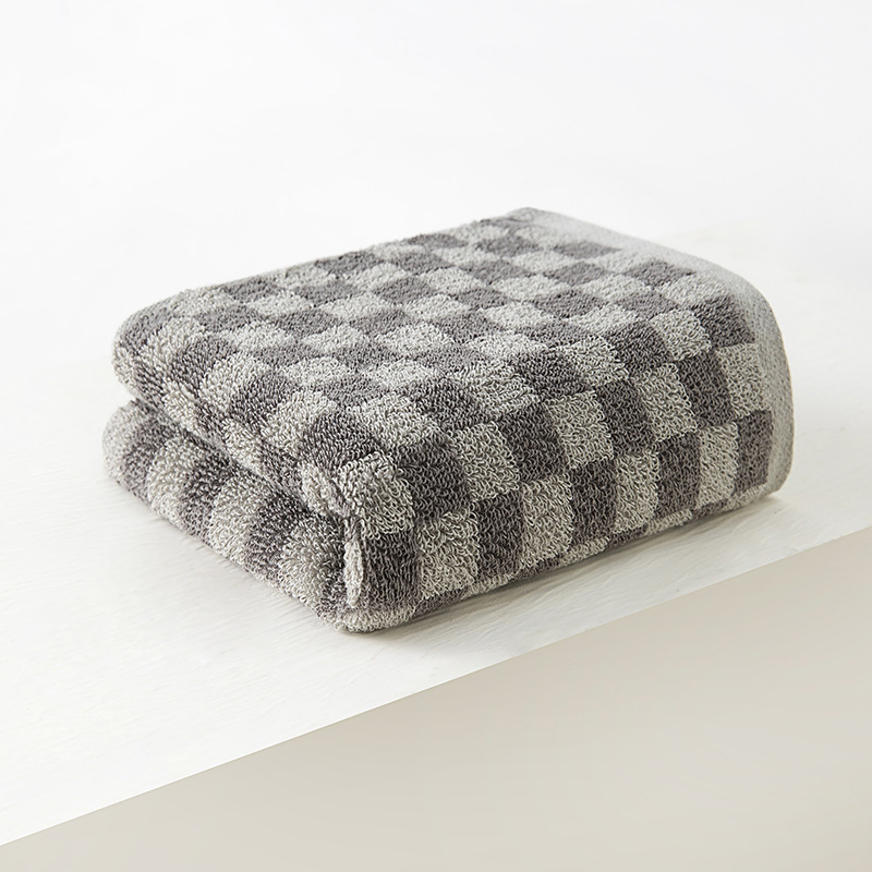 Cotton Face Towels Soft Absorbent Decorative Checkered Hand Towel for Bathroom