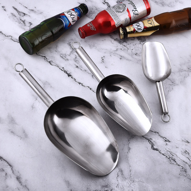 Ice Scoop Stainless Steel Silver with Hanging Design