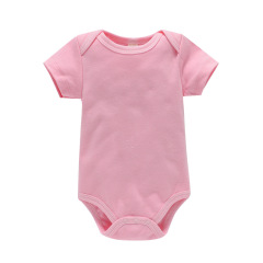 6 Sizes Cotton Unisex Baby Short Sleeve Bodysuits Solid Color Crotch Buckle Design