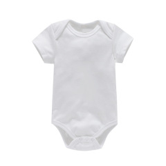 6 Sizes Cotton Unisex Baby Short Sleeve Bodysuits Solid Color Crotch Buckle Design