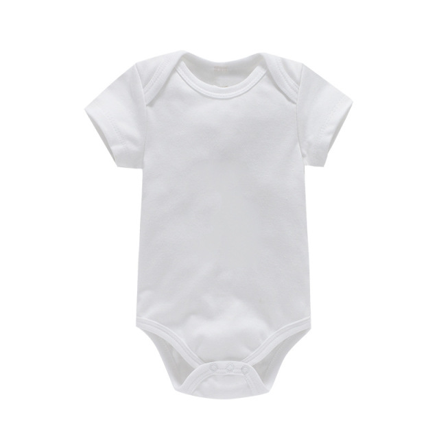 6 Sizes Cotton Unisex Baby Short Sleeve Bodysuits Solid Color Crotch Buckle Design