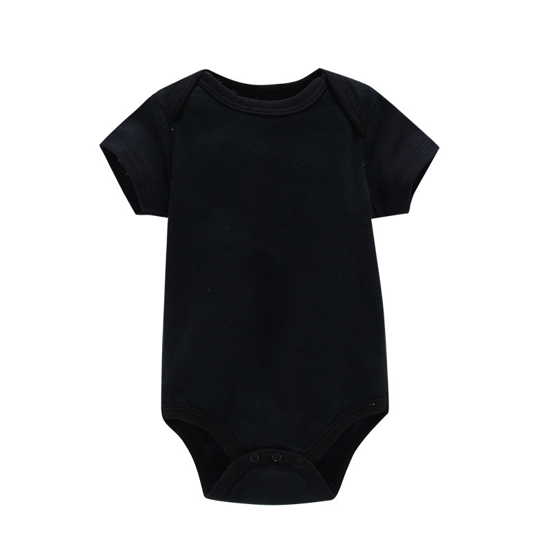 6 Sizes Cotton Unisex Baby Short Sleeve Bodysuits Solid Color Crotch Buckle Design