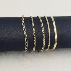 Silver Gold Plated Stackable Bracelets Set Minimalist Tiny Cute Jewelry