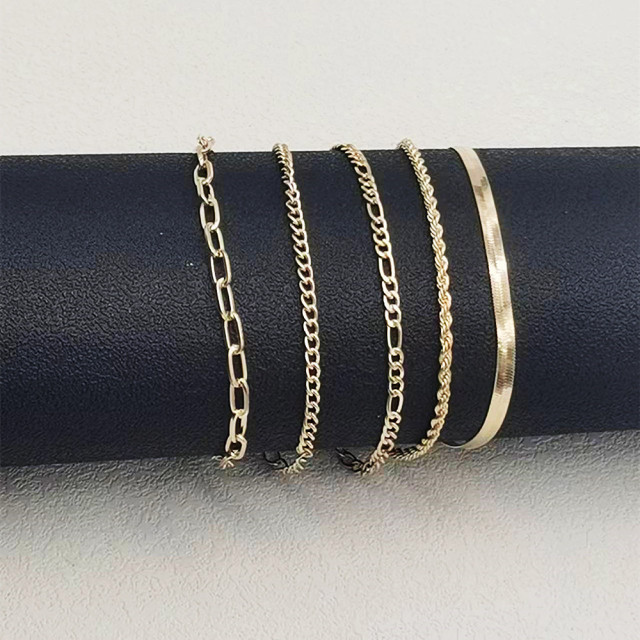 Silver Gold Plated Stackable Bracelets Set Minimalist Tiny Cute Jewelry