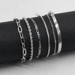 Silver Gold Plated Stackable Bracelets Set Minimalist Tiny Cute Jewelry