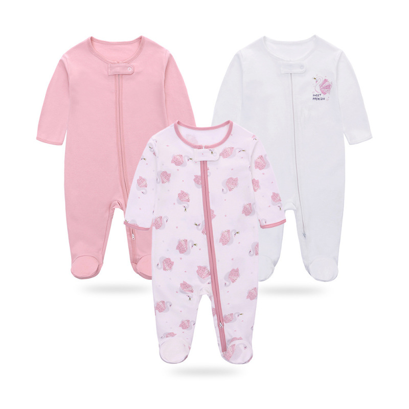 4 Sizes Baby Footie Pajama Long Sleeve Bodysuits Zipper