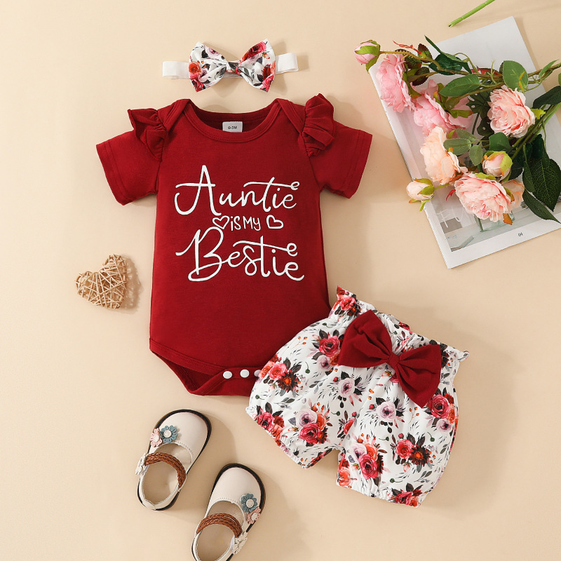 Newborn Infant Baby Girl Ruffle Romper Floral Cotton Pant Sets