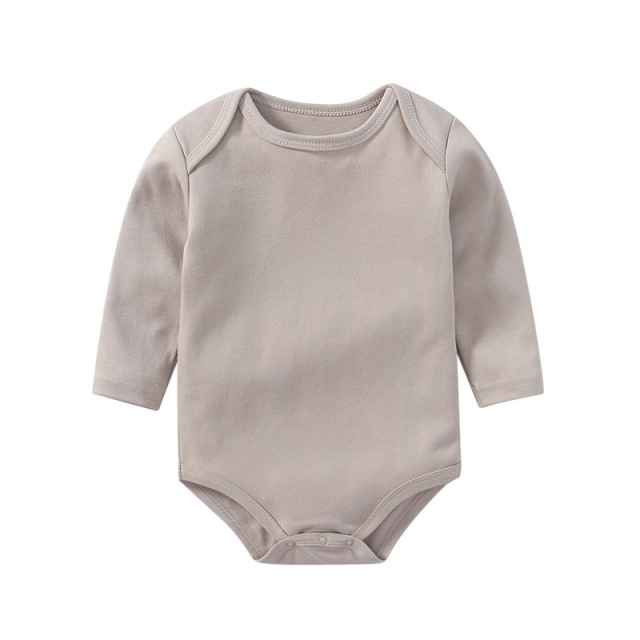 6 Sizes Unisex Baby Long Sleeve Bodysuits Solid Color