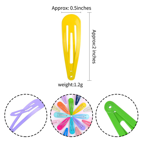 2 Inch Barrettes Women Metal Snap Hair Clips Multi-color Coated Craft