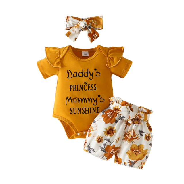 Newborn Infant Baby Girl Ruffle Romper Floral Cotton Pant Sets
