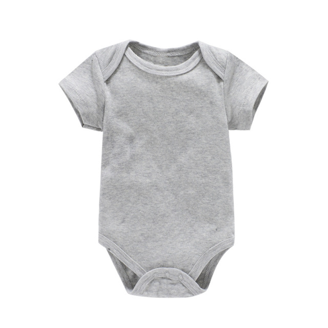 6 Sizes Cotton Unisex Baby Short Sleeve Bodysuits Solid Color Crotch Buckle Design