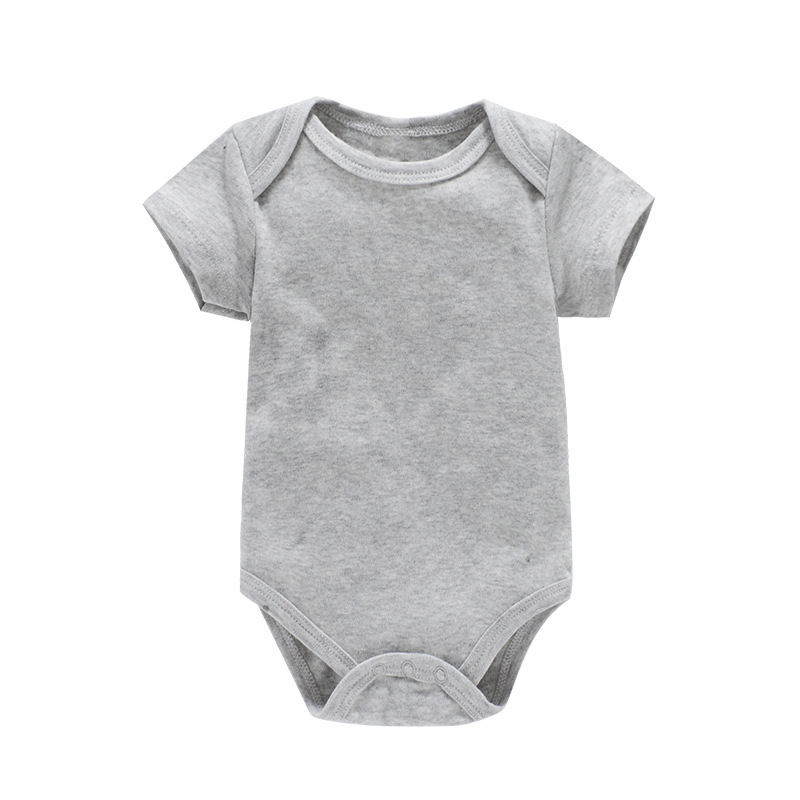 6 Sizes Cotton Unisex Baby Short Sleeve Bodysuits Solid Color Crotch Buckle Design