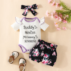 Newborn Infant Baby Girl Ruffle Romper Floral Cotton Pant Sets