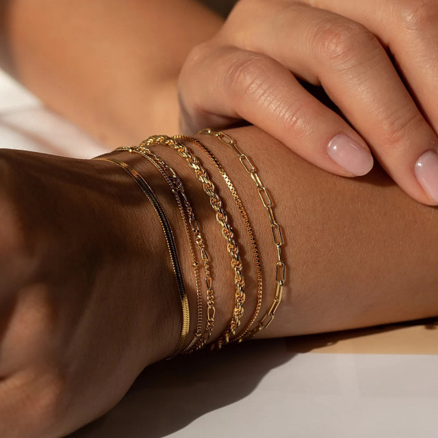 Silver Gold Plated Stackable Bracelets Set Minimalist Tiny Cute Jewelry