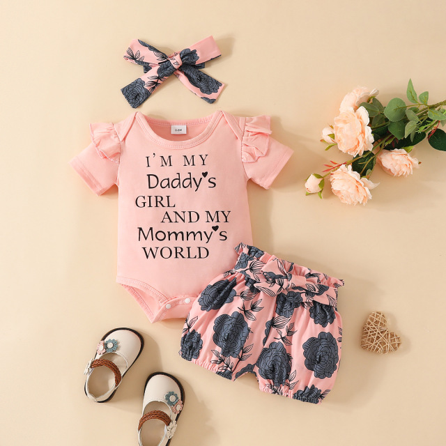 Newborn Infant Baby Girl Ruffle Romper Floral Cotton Pant Sets