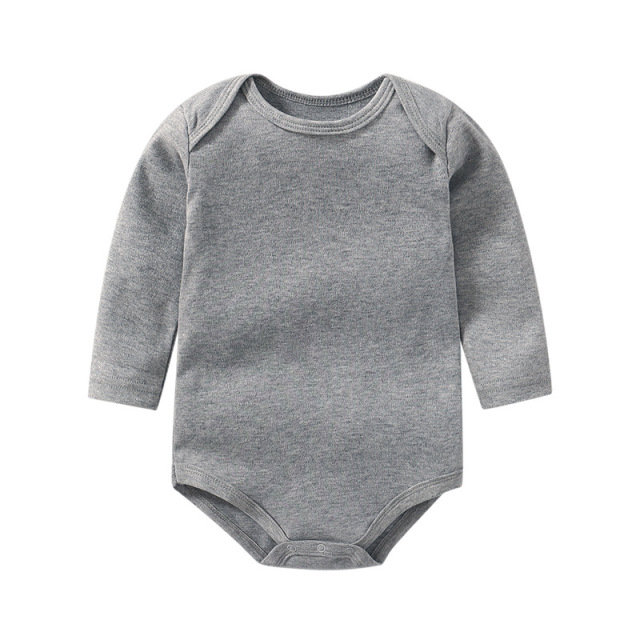 6 Sizes Unisex Baby Long Sleeve Bodysuits Solid Color