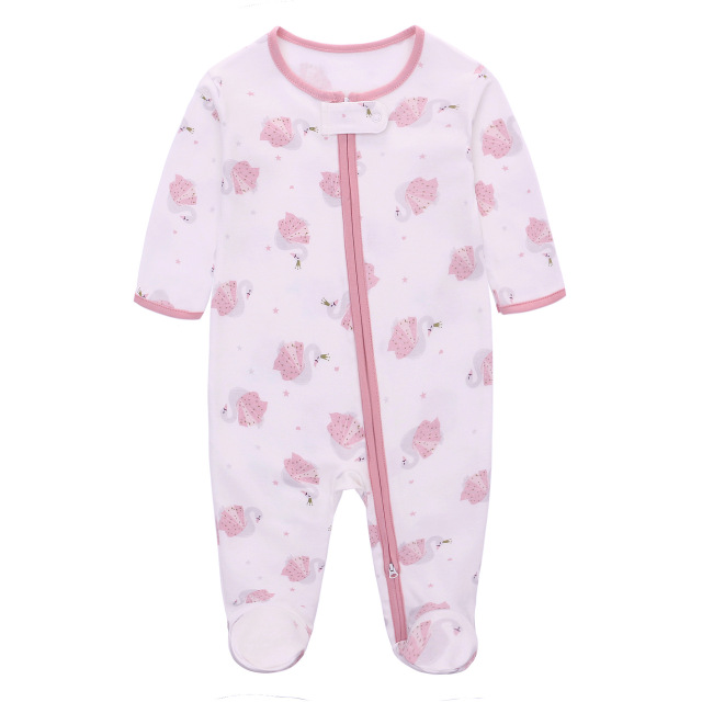 4 Sizes Baby Footie Pajama Long Sleeve Bodysuits Zipper