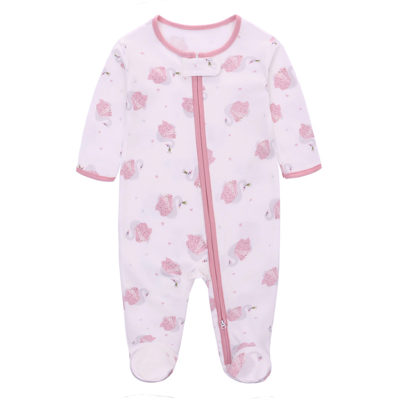 4 Sizes Baby Footie Pajama Long Sleeve Bodysuits Zipper