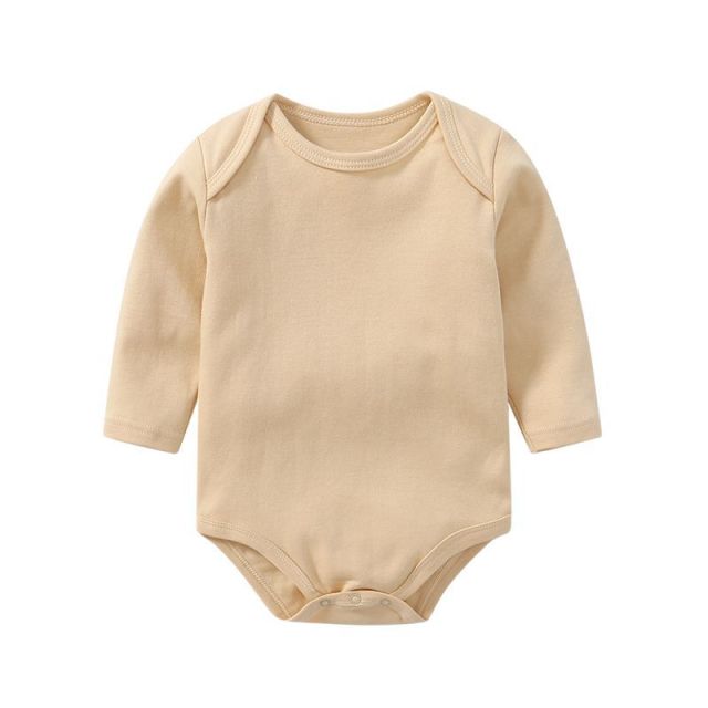 6 Sizes Unisex Baby Long Sleeve Bodysuits Solid Color