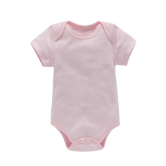 6 Sizes Cotton Unisex Baby Short Sleeve Bodysuits Solid Color Crotch Buckle Design