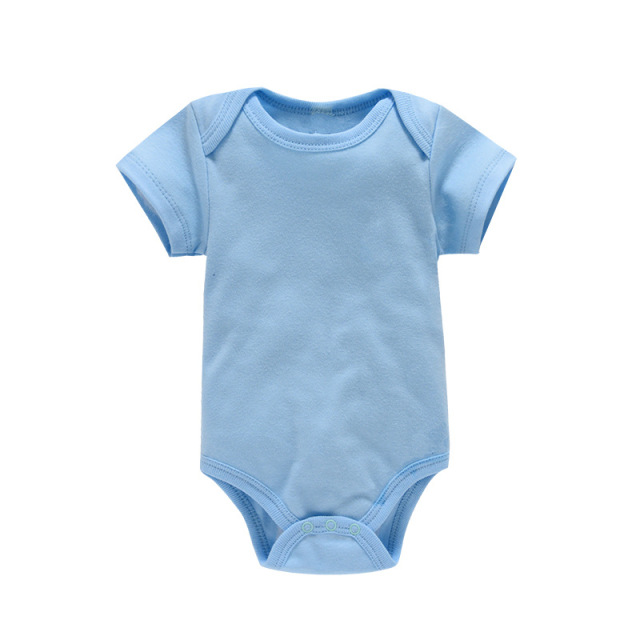 6 Sizes Cotton Unisex Baby Short Sleeve Bodysuits Solid Color Crotch Buckle Design