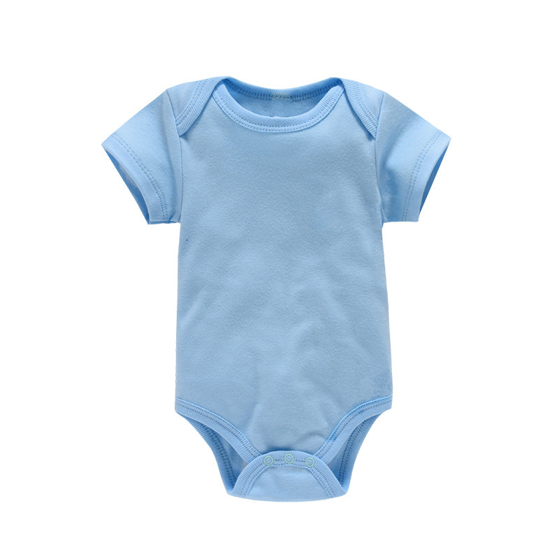 6 Sizes Cotton Unisex Baby Short Sleeve Bodysuits Solid Color Crotch Buckle Design