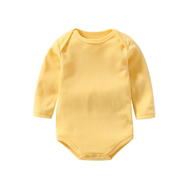 6 Sizes Unisex Baby Long Sleeve Bodysuits Solid Color