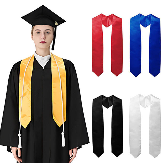 Unisex Adult Plain Graduation Stole Shawl Shiny Satin for Academic Commencements