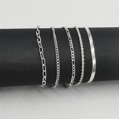 Silver Gold Plated Stackable Bracelets Set Minimalist Tiny Cute Jewelry