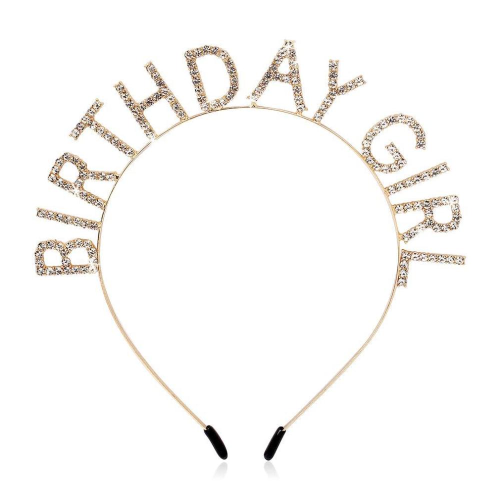Birthday Girl Sash Birthday Crown Glitter Rose Gold Rhinestone Headband Set