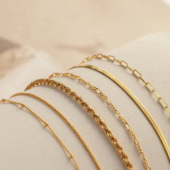 Silver Gold Plated Stackable Bracelets Set Minimalist Tiny Cute Jewelry