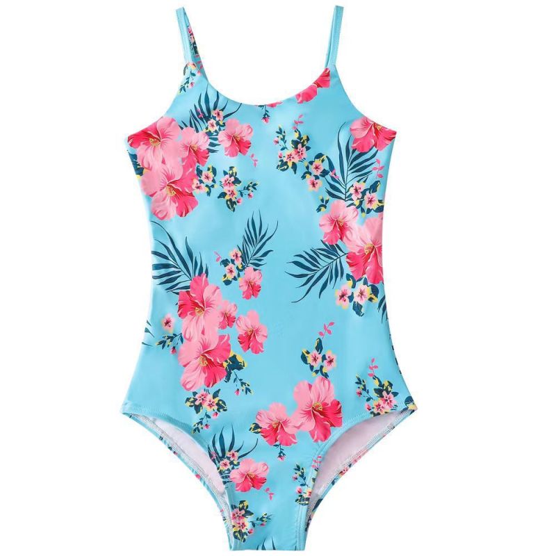 Girls One Piece Swimsuits Sport Halter Swimwear Beach Bathing Suit