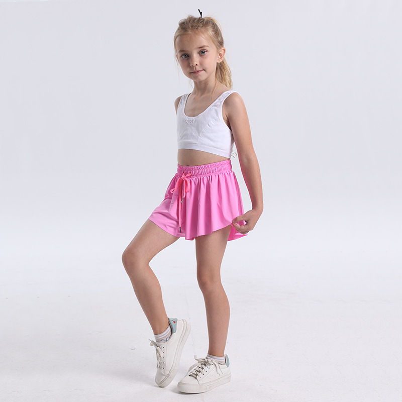 Girls 2 in 1 Butterfly Shorts Flowy Athletic Elastic Waist with Pockets