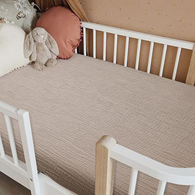Muslin Crib Fitted Sheets Neutral Mattress Protector for Toddler Baby Girls Boys