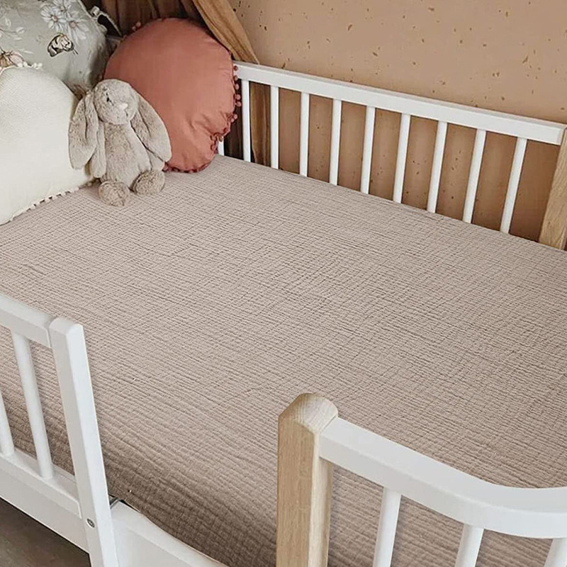 Muslin Crib Fitted Sheets Neutral Mattress Protector for Toddler Baby Girls Boys